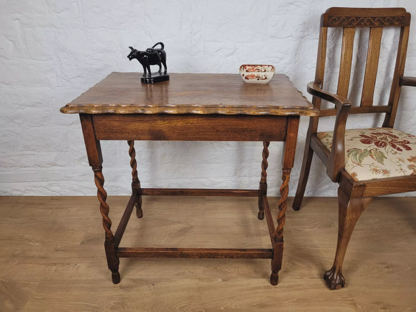 Barley Twist Occasional Table Oak Figured Country English Postage Available