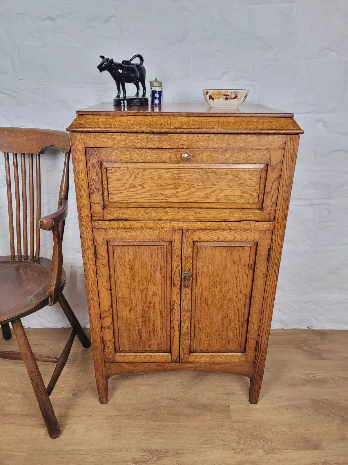 Oak Cupboard Cabinet Blanket Box Early 20th Century Postage Available