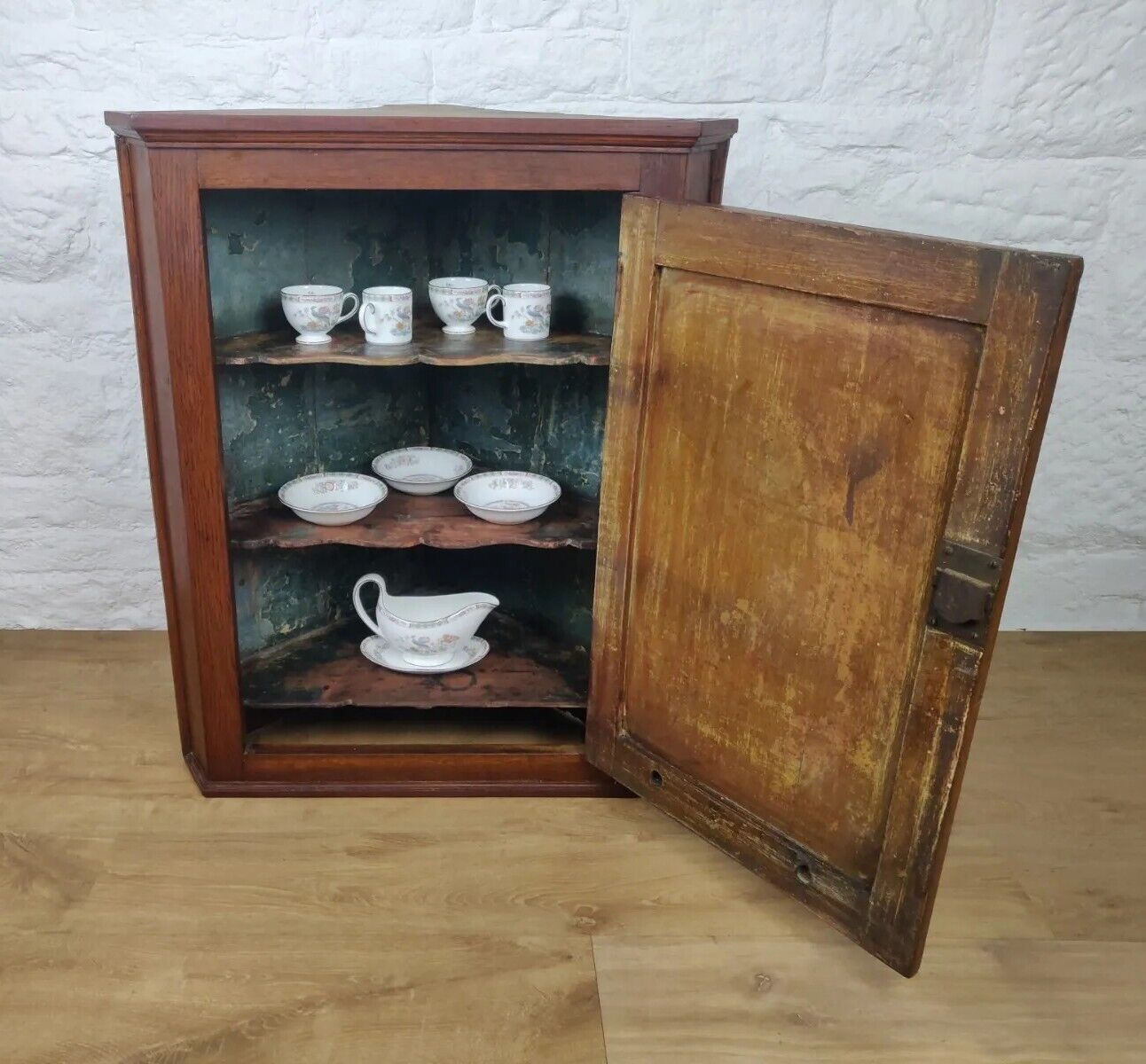 19th Century Corner Cupboard Brass Hinged Panelled Antique Delivery Available