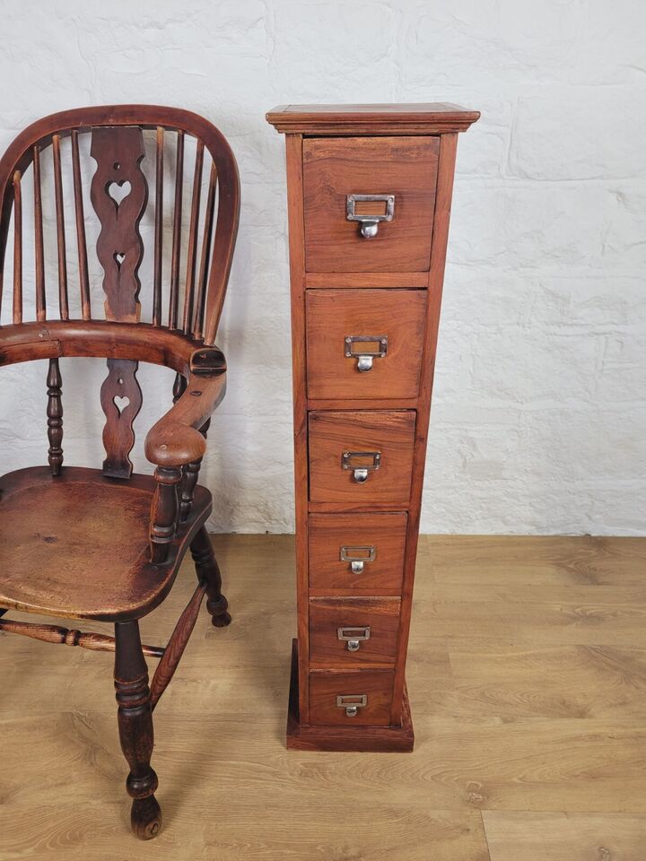 Vintage Filing Cabinet 6 Drawers Storage Tall Mahogany Postage Available