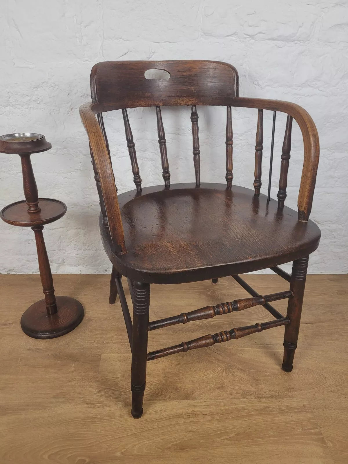 Vintage Office Elbow Chair Mid 20th Century Oak Spindle Back Postage Available