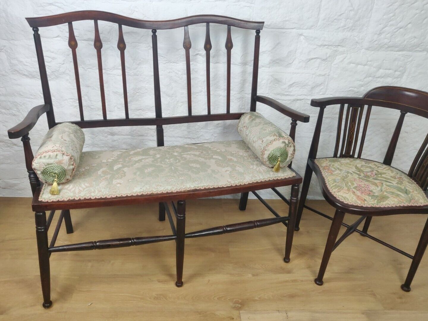 Edwardian Two Seater Settee Sofa Floral Upholstered Antique Delivery Available