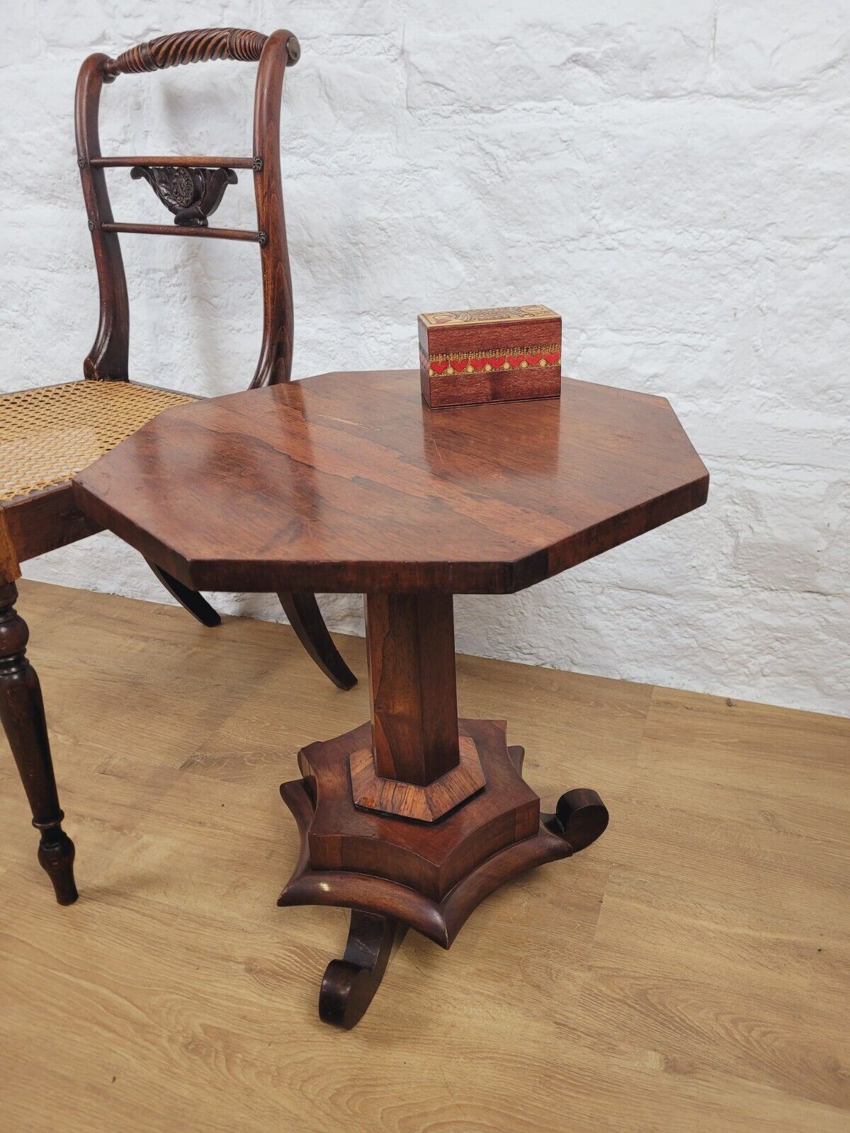 Pedestal Table Octagonal Rosewood Scroll Feet 19th Century Postage Available