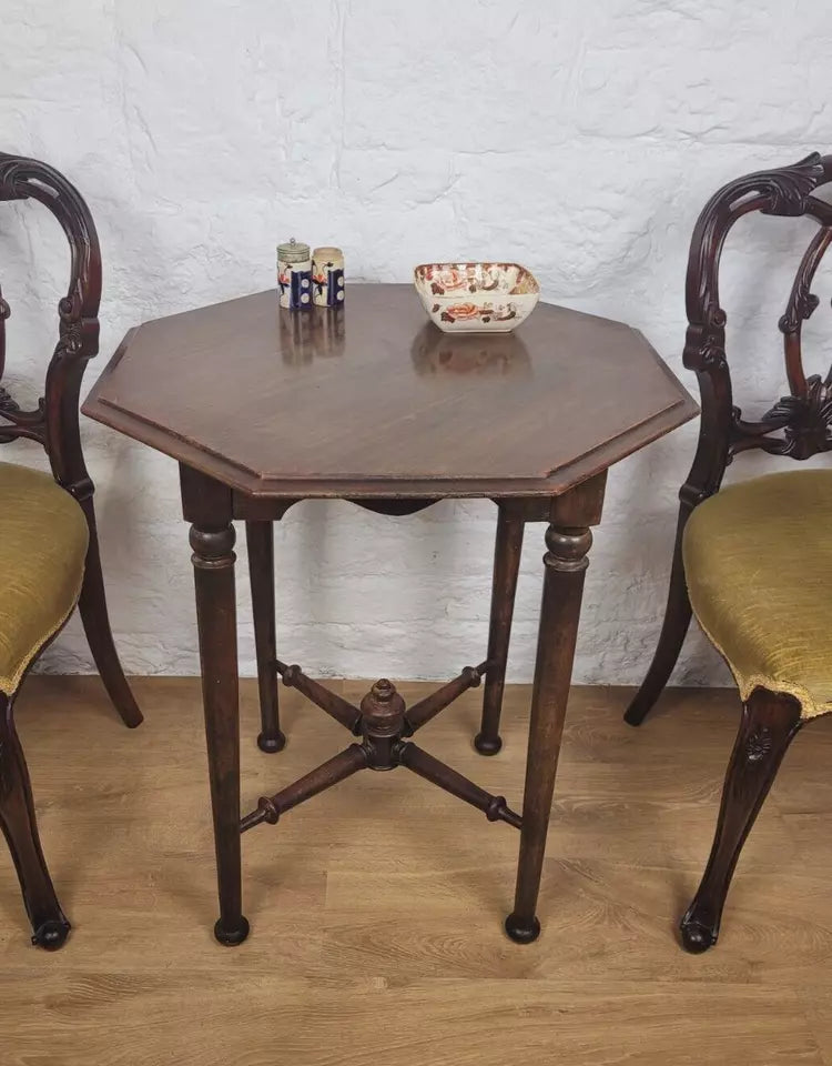 Edwardian Octagonal Occasional Table Cross Stretcher Mahogany Postage Available