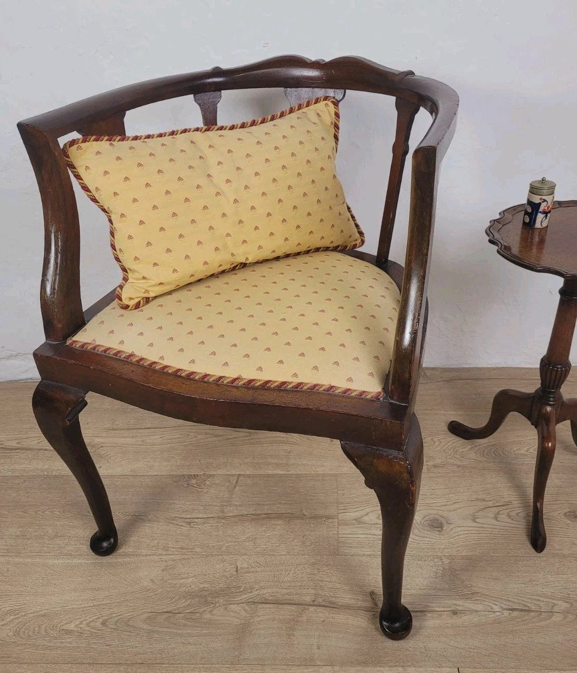 Edwardian Bedroom Elbow Chair Cushion Pierced Back Upholstered Postage Available