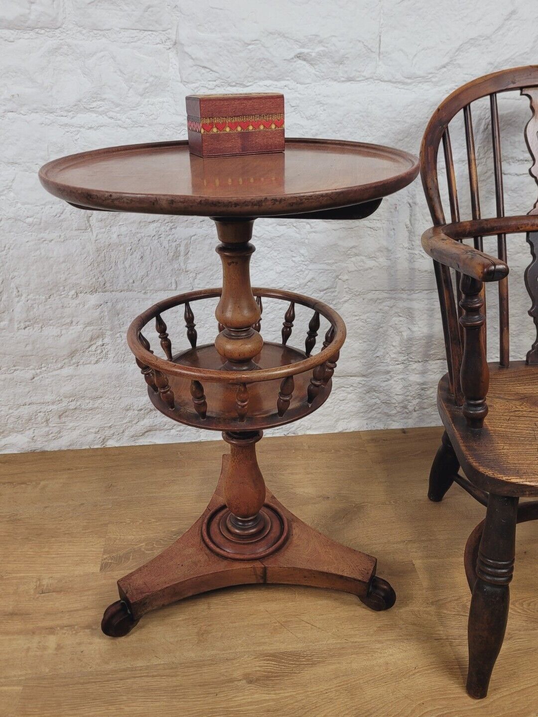 Tilt Top Side Table Two Tier Gallery Victorian English Postage Available