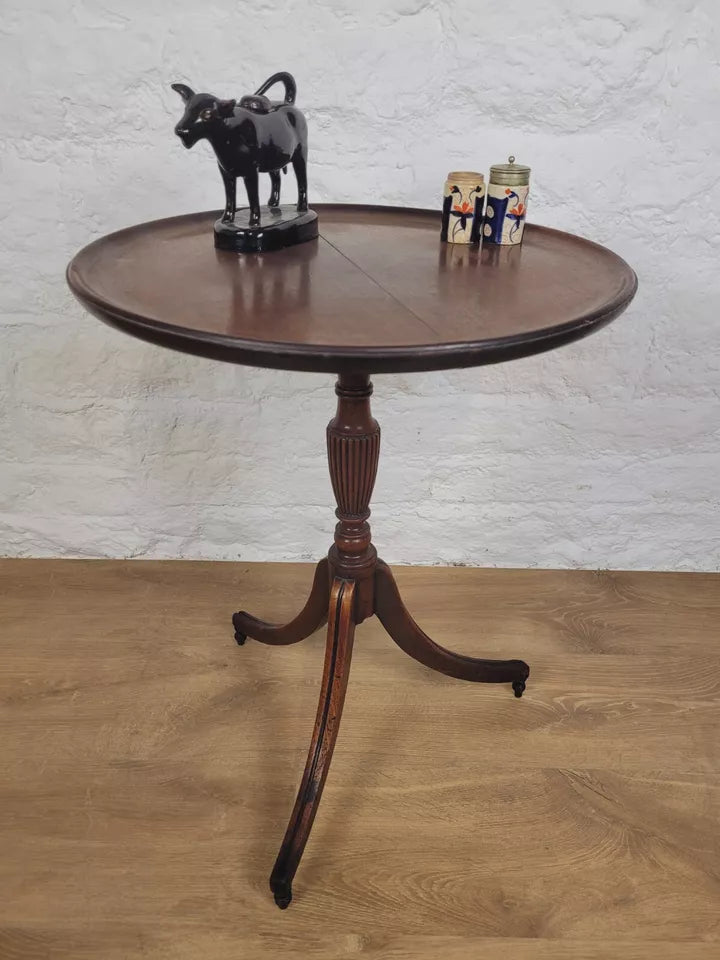 Victorian Pedestal Tripod Table English Carved Turned Postage Available