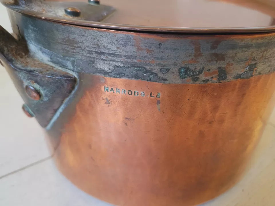 Harrods Copper Saucepan With Lid 19th Century Antique Postage Available