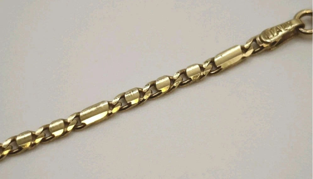 Chain Necklace 9ct Gold Figaro Style Link 16" Yellow Postage Available