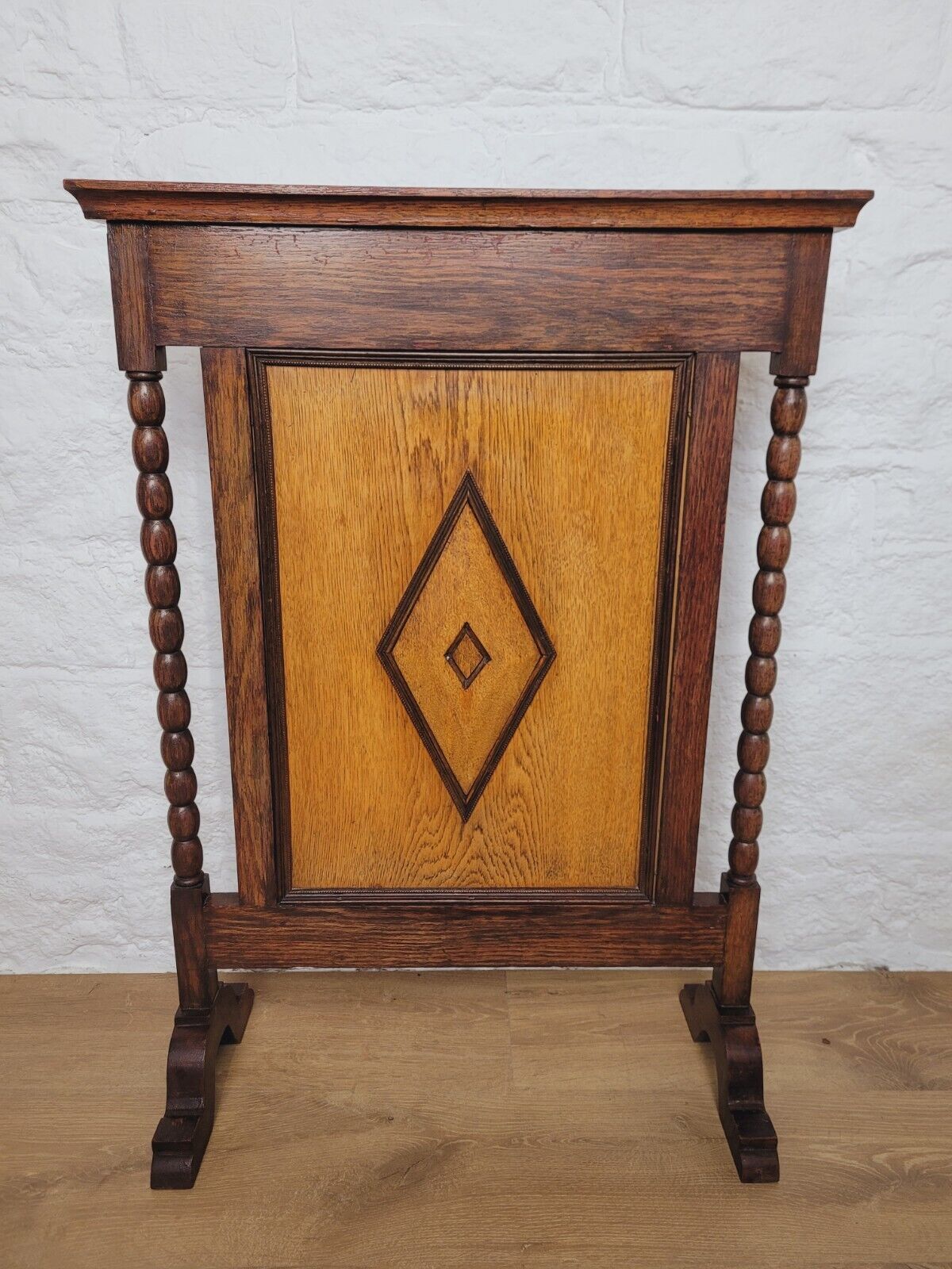 Victorian Fire Screen Carved Diamond 19th Century Oak Postage Available