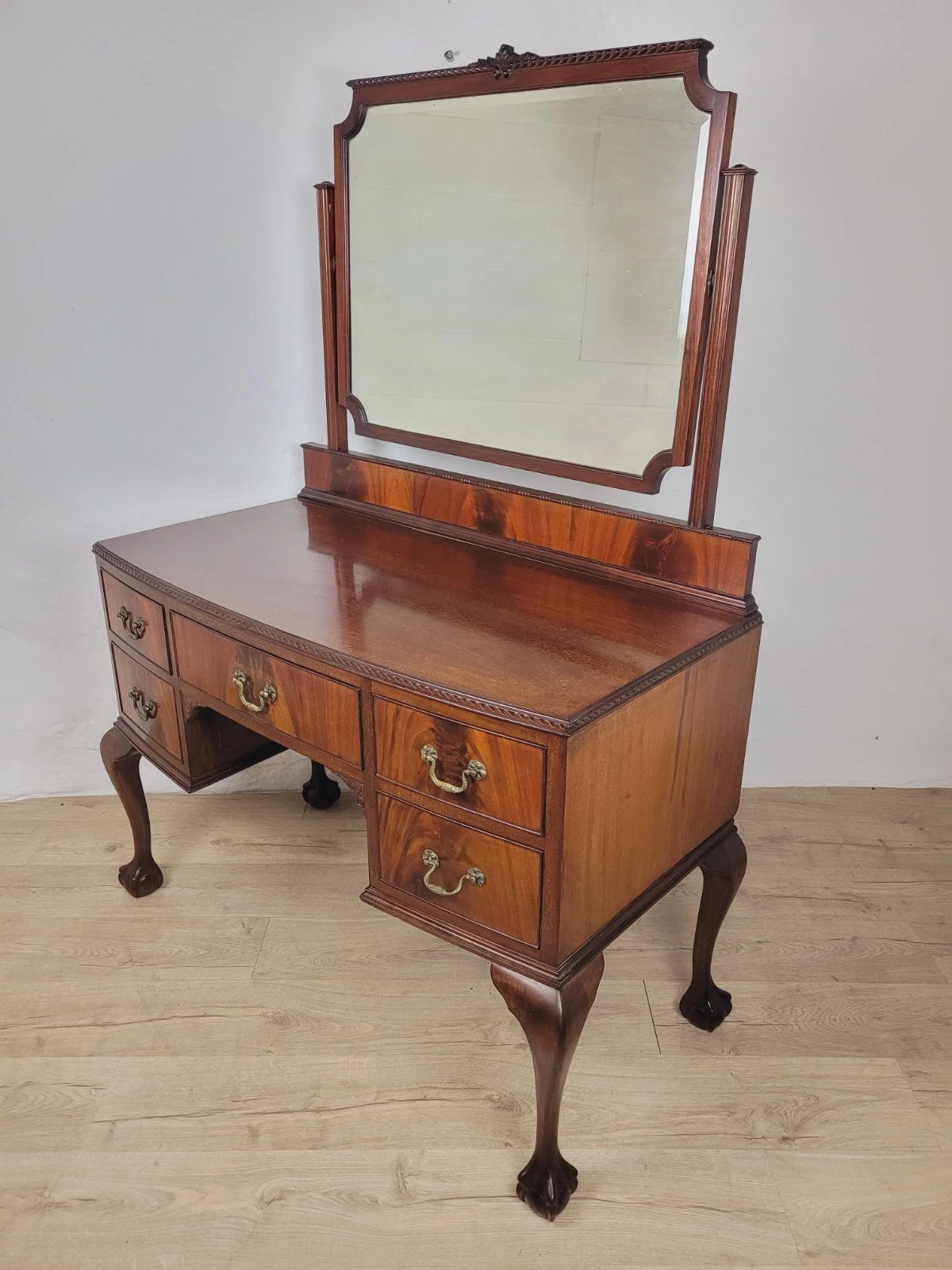 Vintage Dresser Vanity Bow Front Ball and Claw Footed 1960s Delivery Available