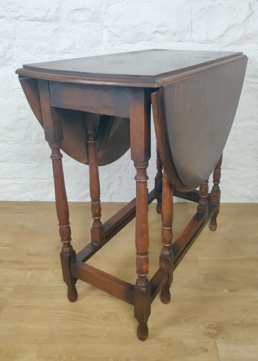 Oak Drop Leaf Table Gateleg Turned Legs Antique Victorian Postage Available