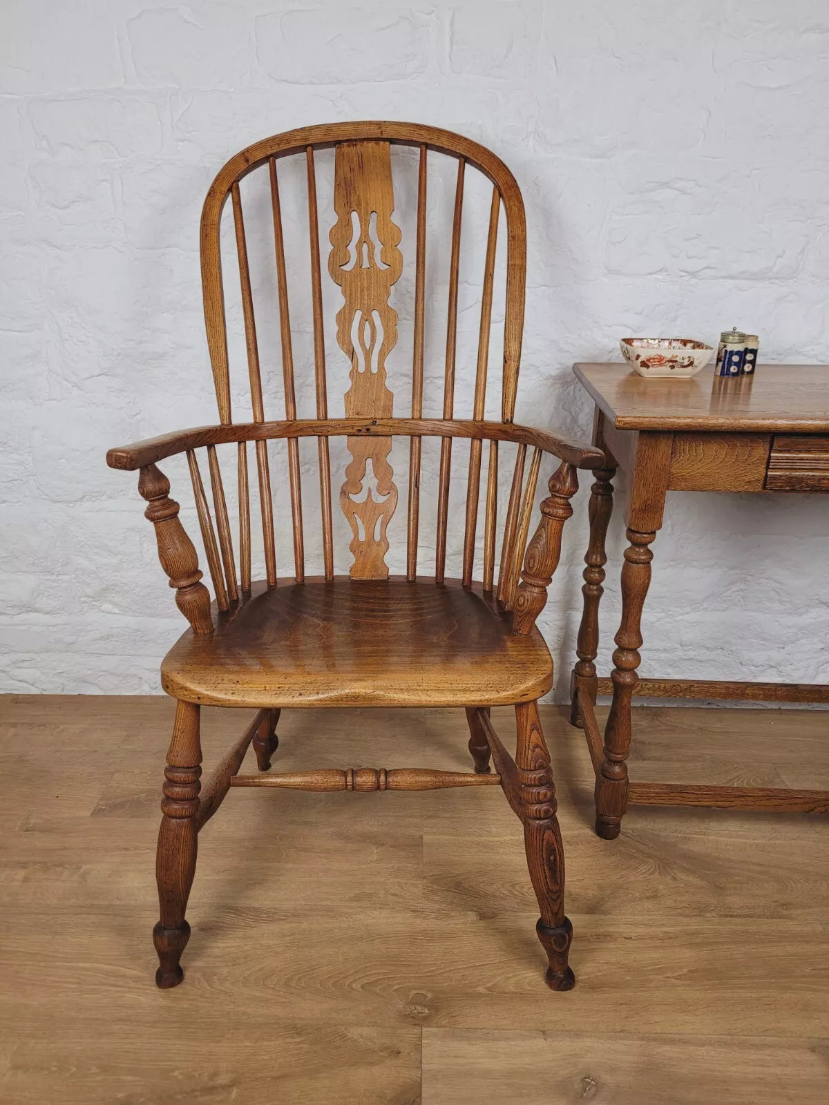 Victorian Windsor Armchair Pierced Splatback Oak Antique 1860s Postage Available