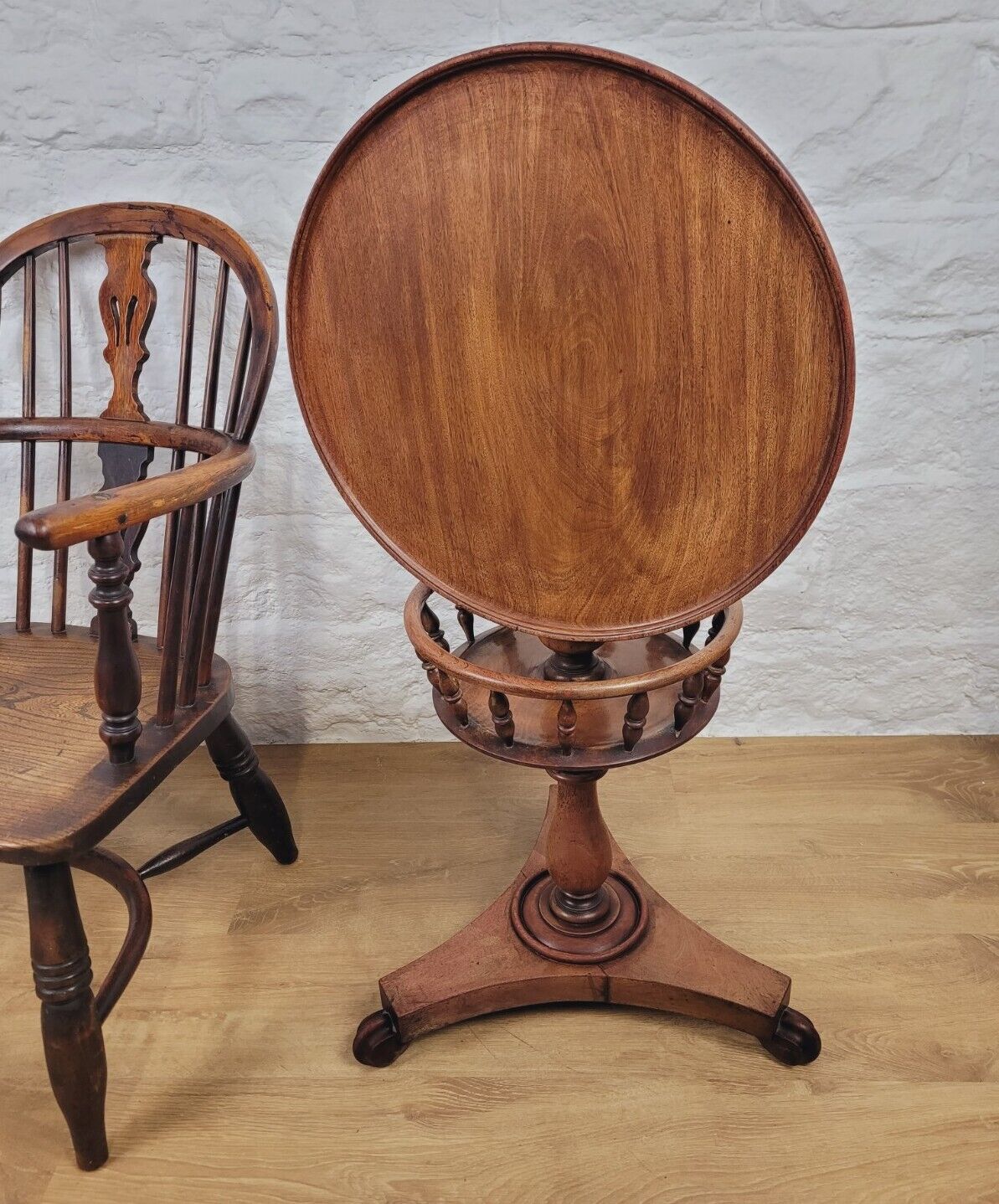 Tilt Top Side Table Two Tier Gallery Victorian English Postage Available