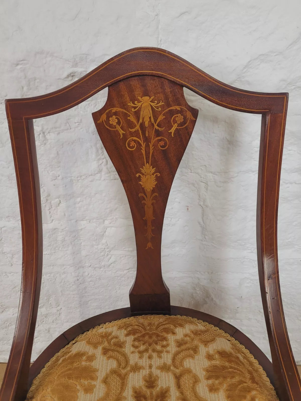 Edwardian Bedroom Chair Inlaid Floral Upholstered Postage Available