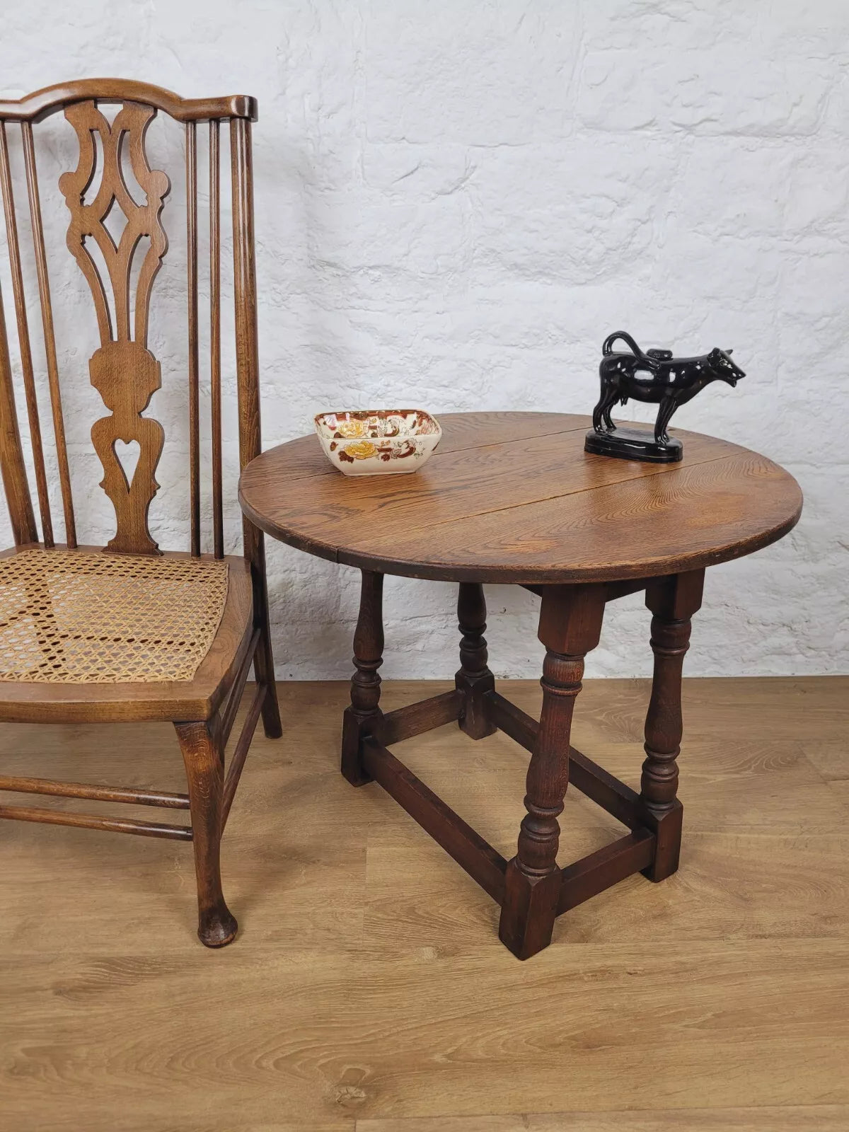 Oak Side Table Drop Leaf Country 19th Century Antique Postage Available