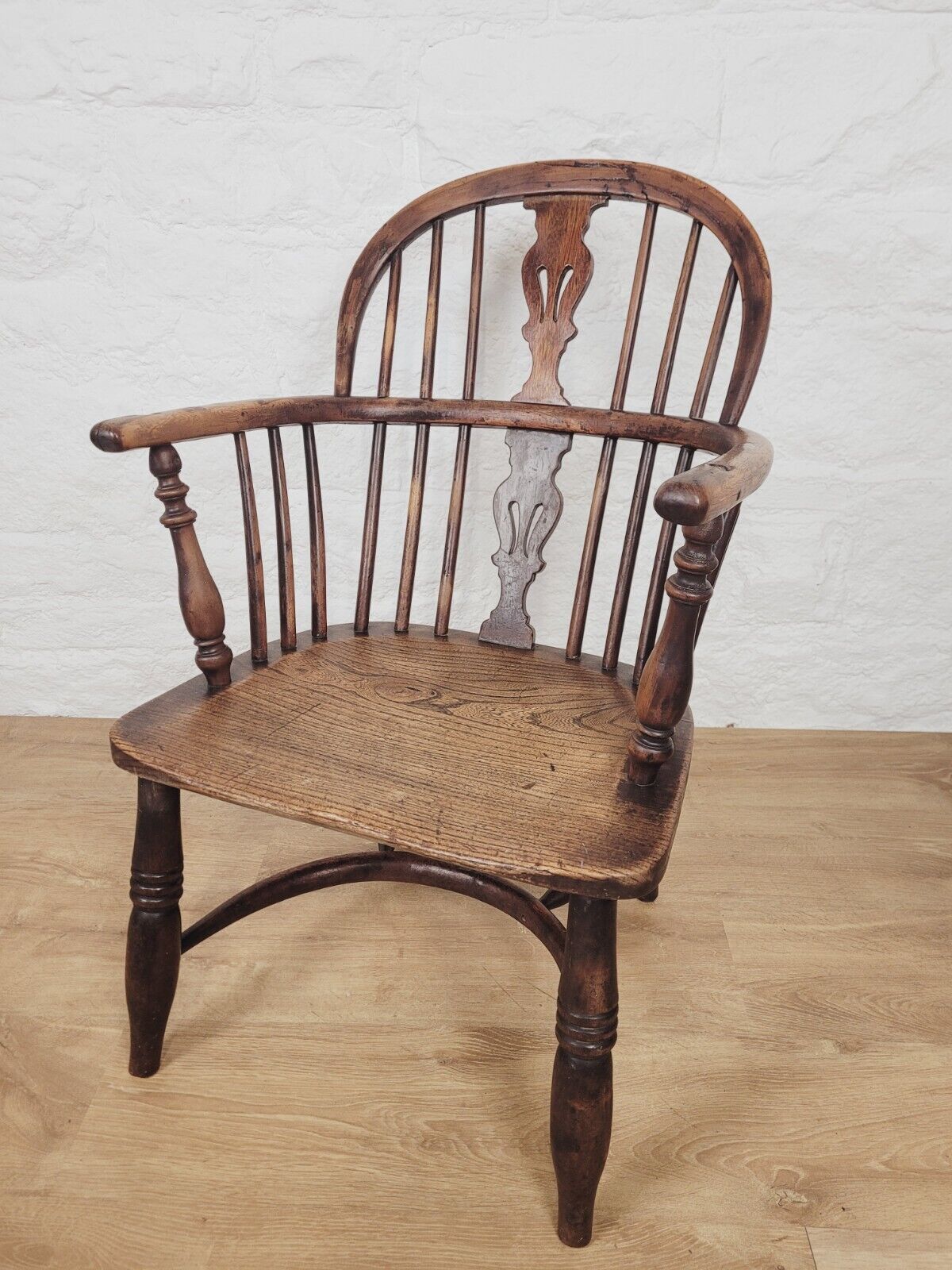 Elm Windsor Armchair Crinoline Splatback Antique 1860s Postage Available