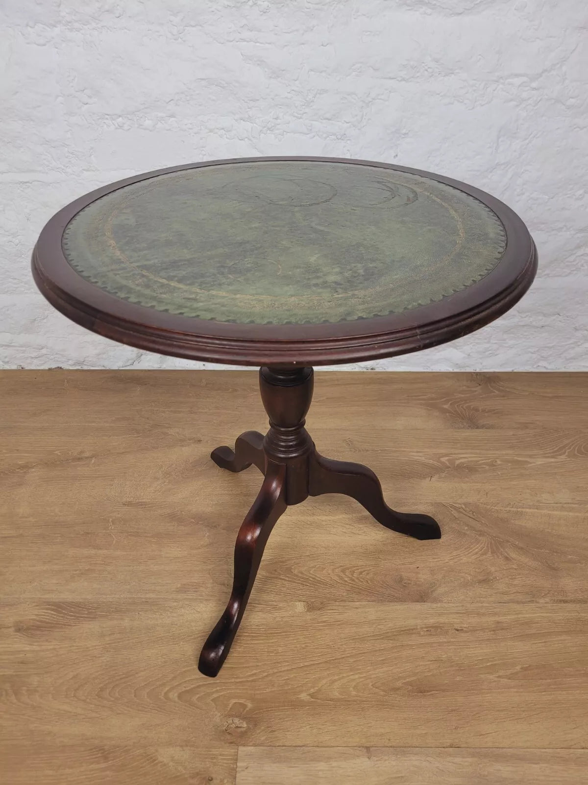 Victorian Tripod Wine Table Leather Gilt English Circular Postage Available