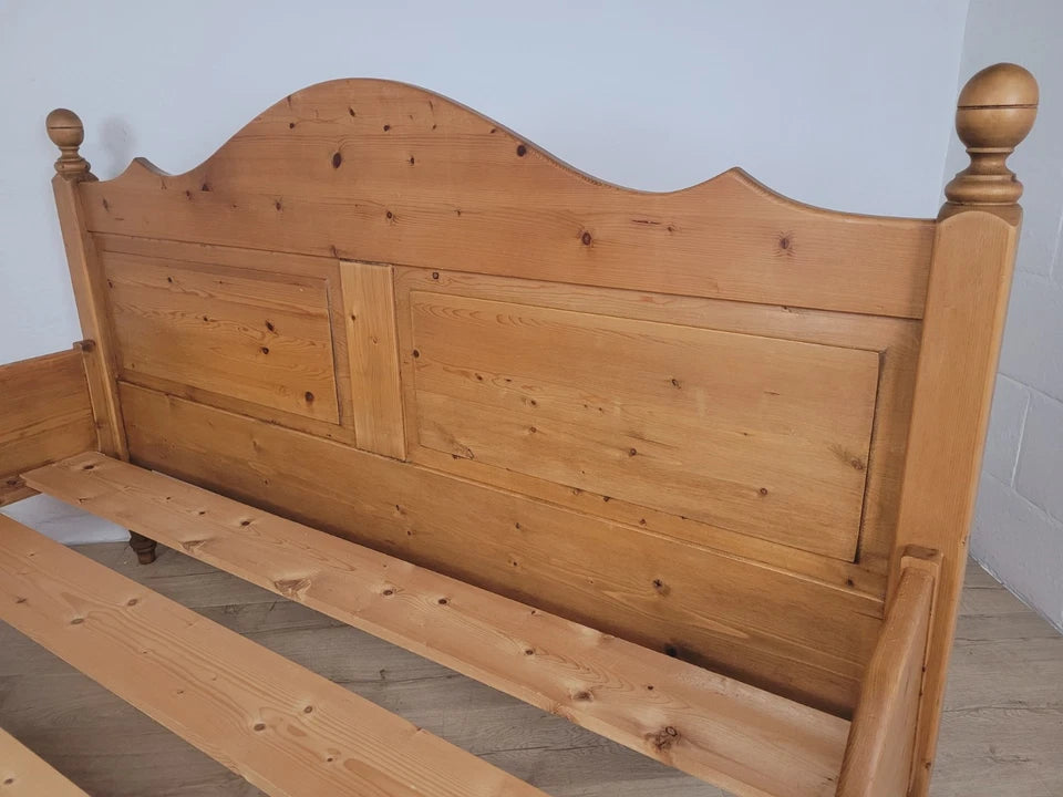 Victorian Sleigh Bed Frame Queen Country Pine Farmhouse 19thC Delivery Available