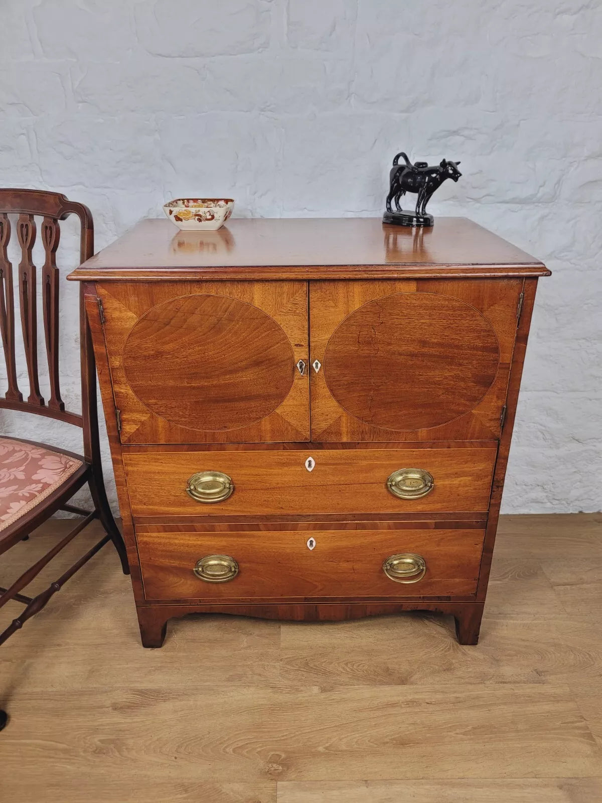 George III Inlaid Cabinet Drawers Lockable Mahogany Country Delivery Available