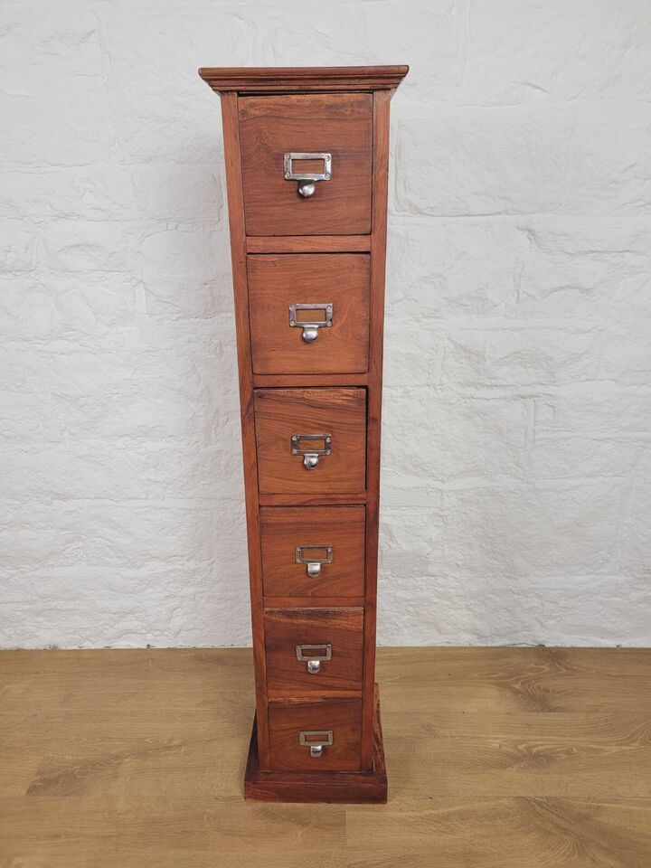 Vintage Filing Cabinet 6 Drawers Storage Tall Mahogany Postage Available