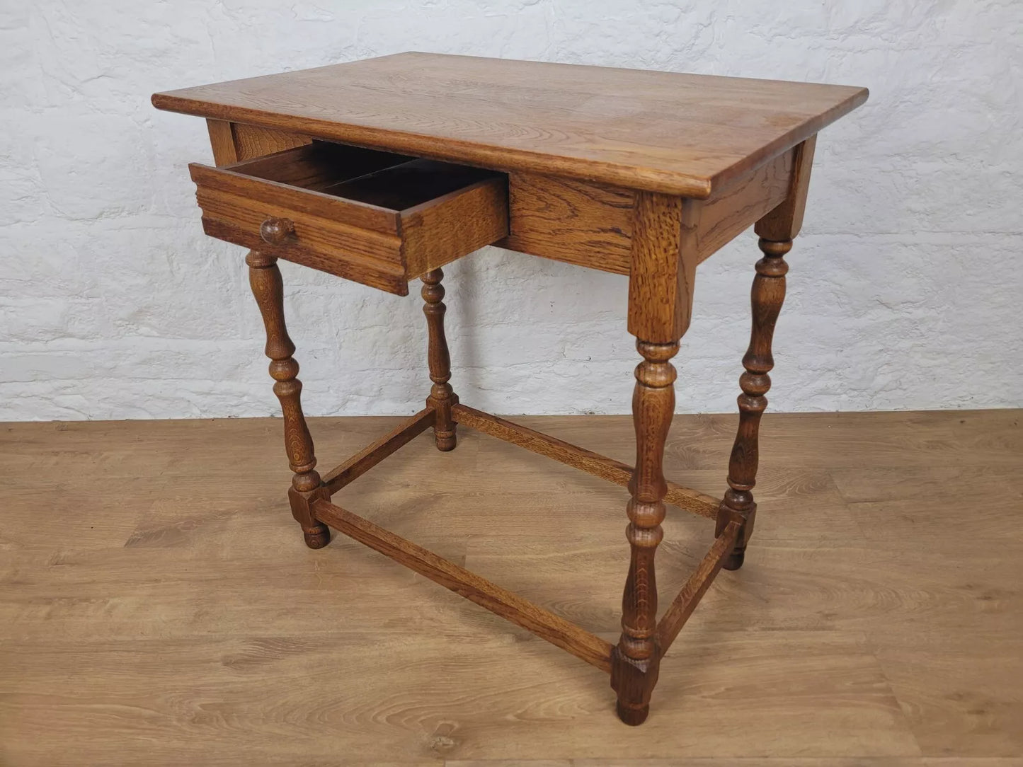 English Side Table Oak Mid Century Hall Table Drawer Country Postage Available