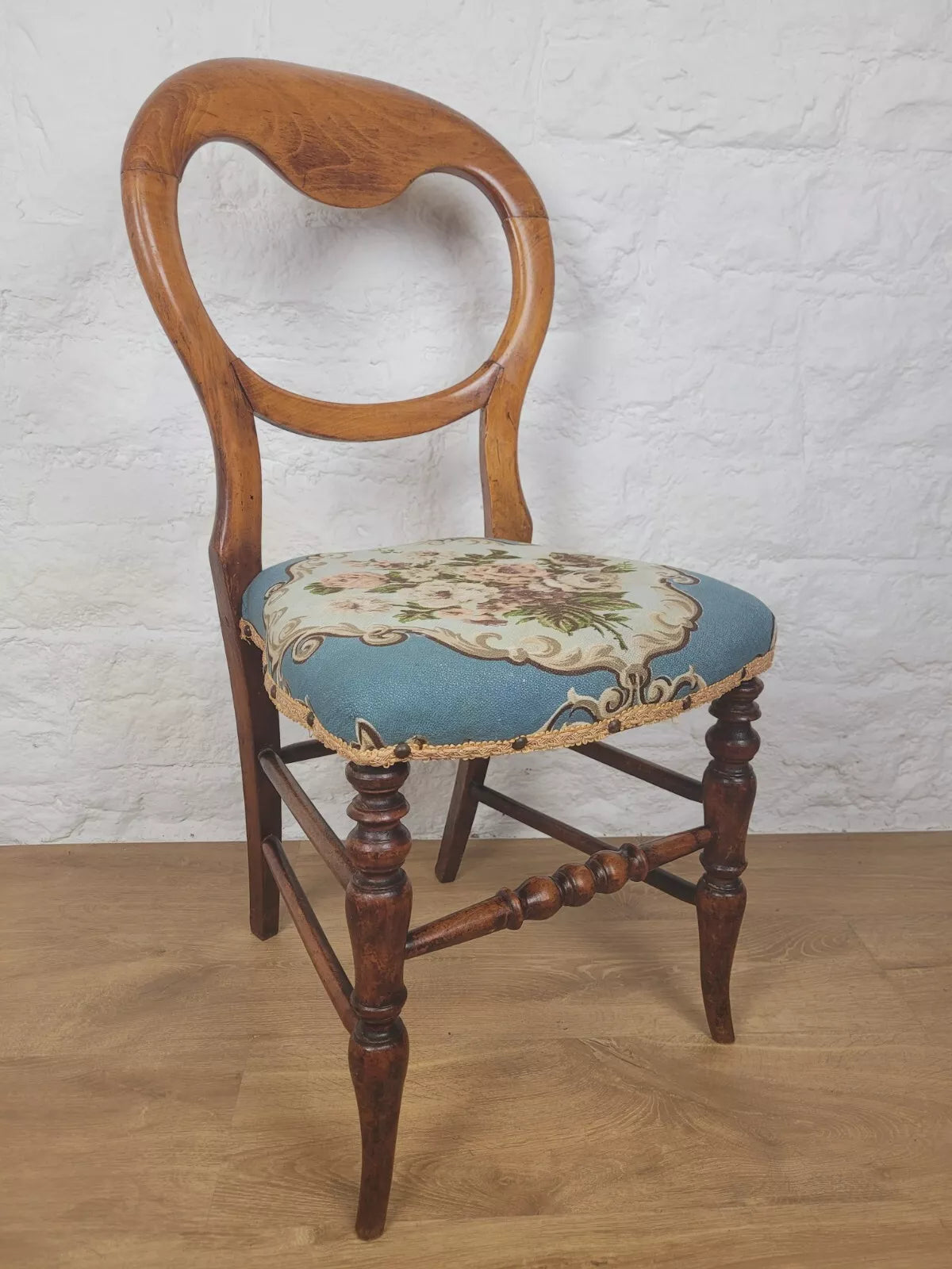 Fruitwood Dining Chair Victorian Balloon Back Upholstered Postage Available