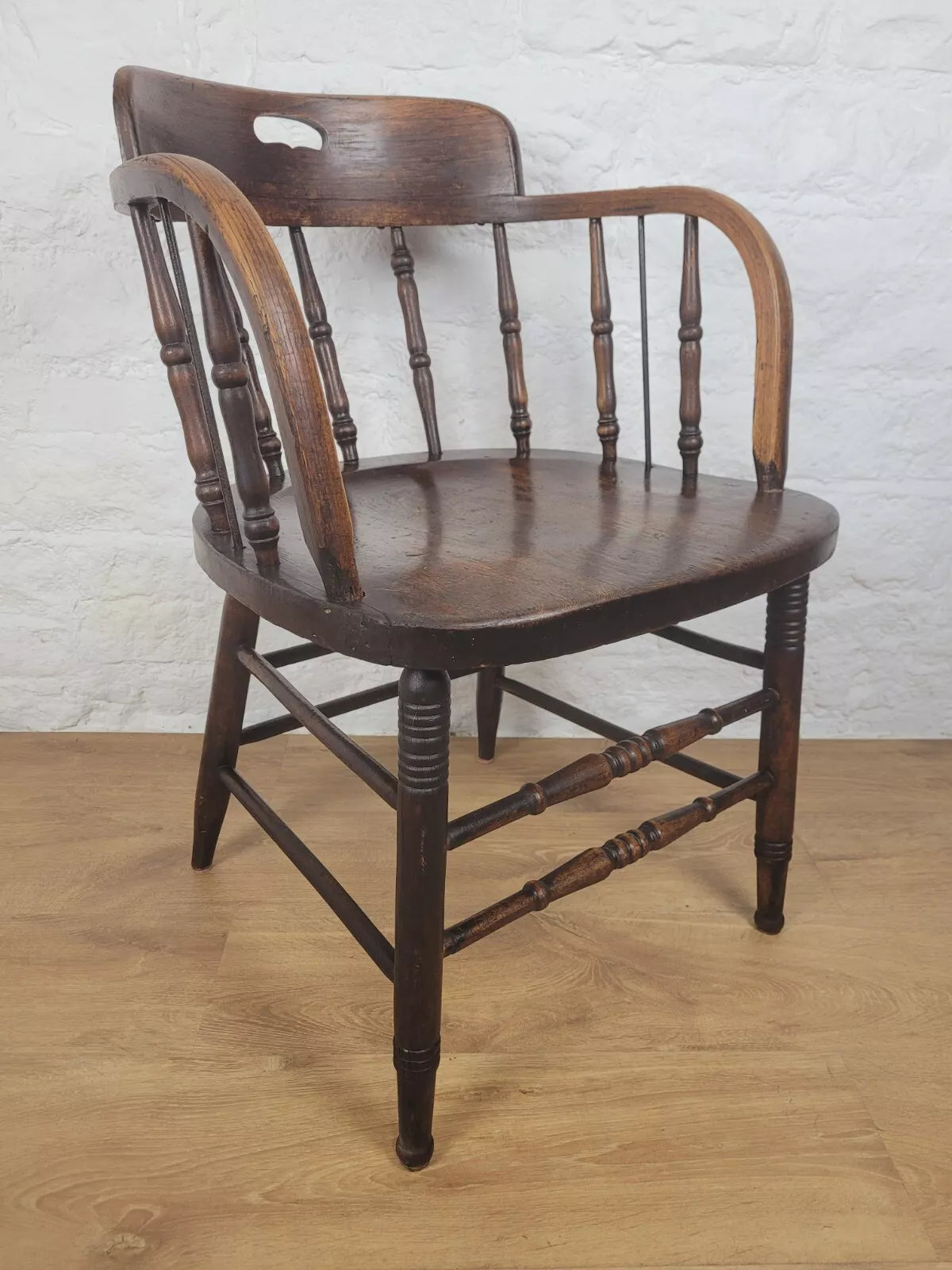 Vintage Office Elbow Chair Mid 20th Century Oak Spindle Back Postage Available