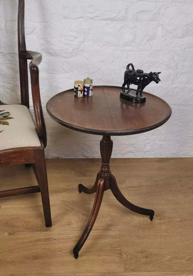 Victorian Pedestal Tripod Table English Carved Turned Postage Available