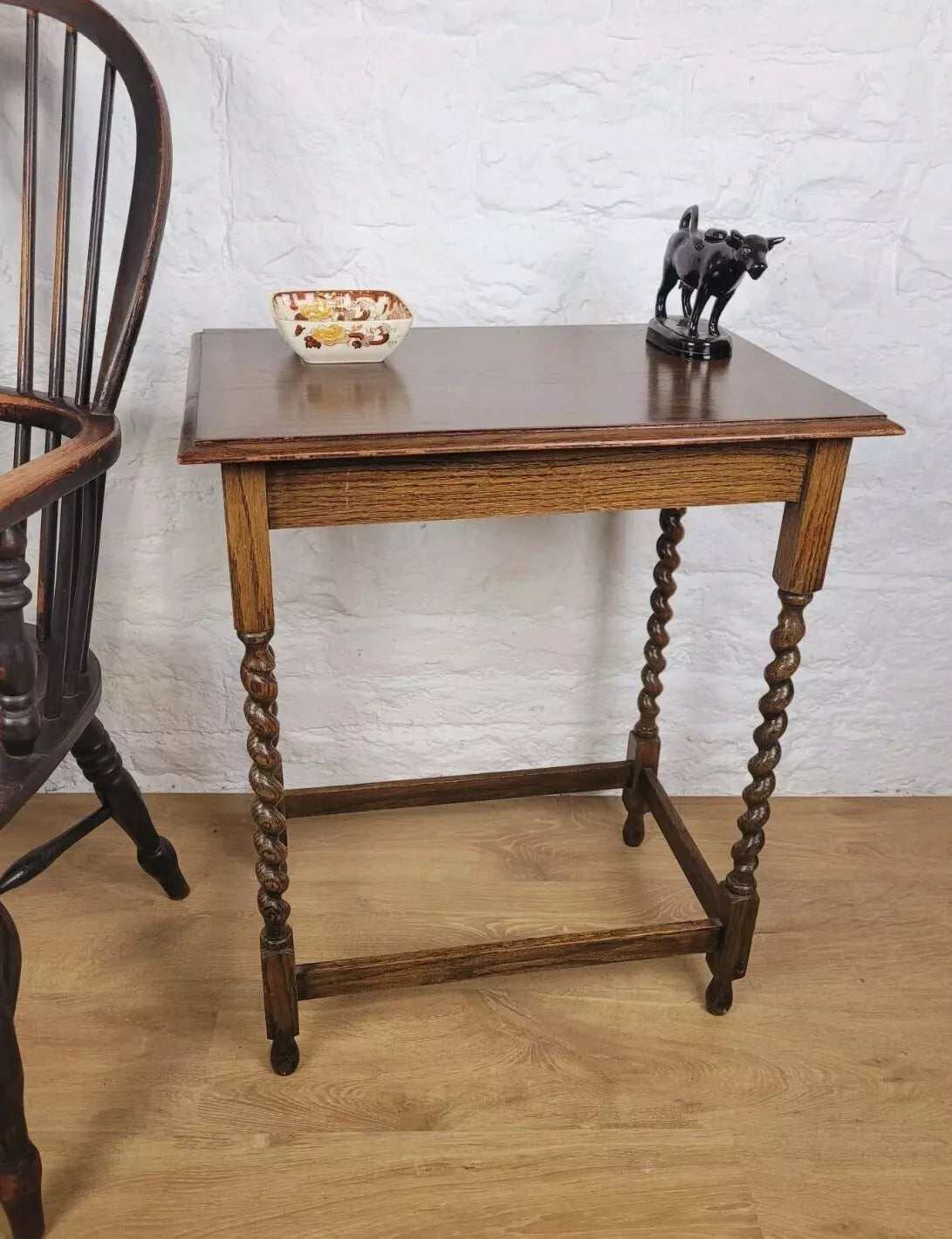 Barley Twist Side Table Oak Country English Antique Postage Available