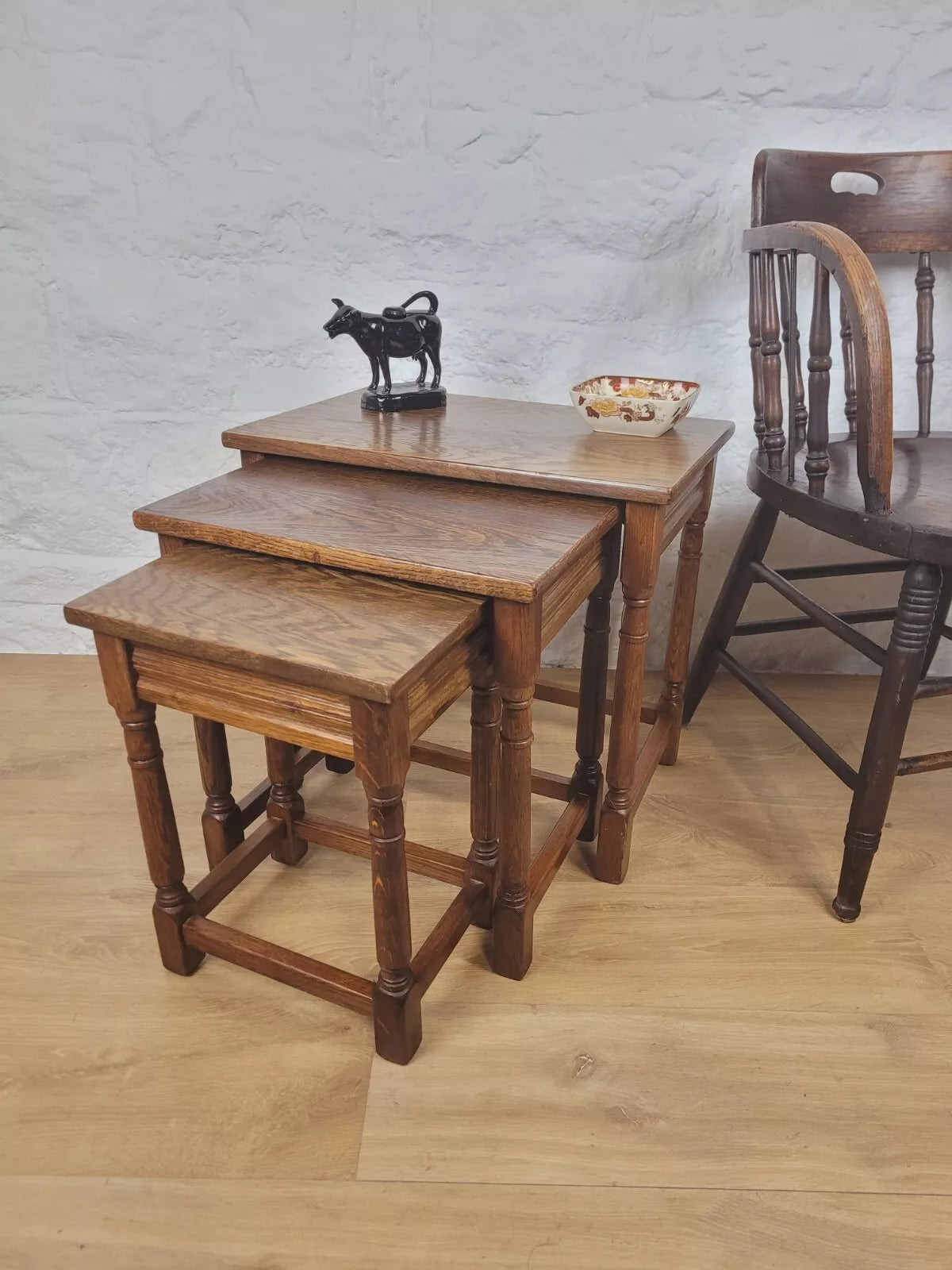 Vintage Nest of Tables Oak Country Rectangular Postage Available