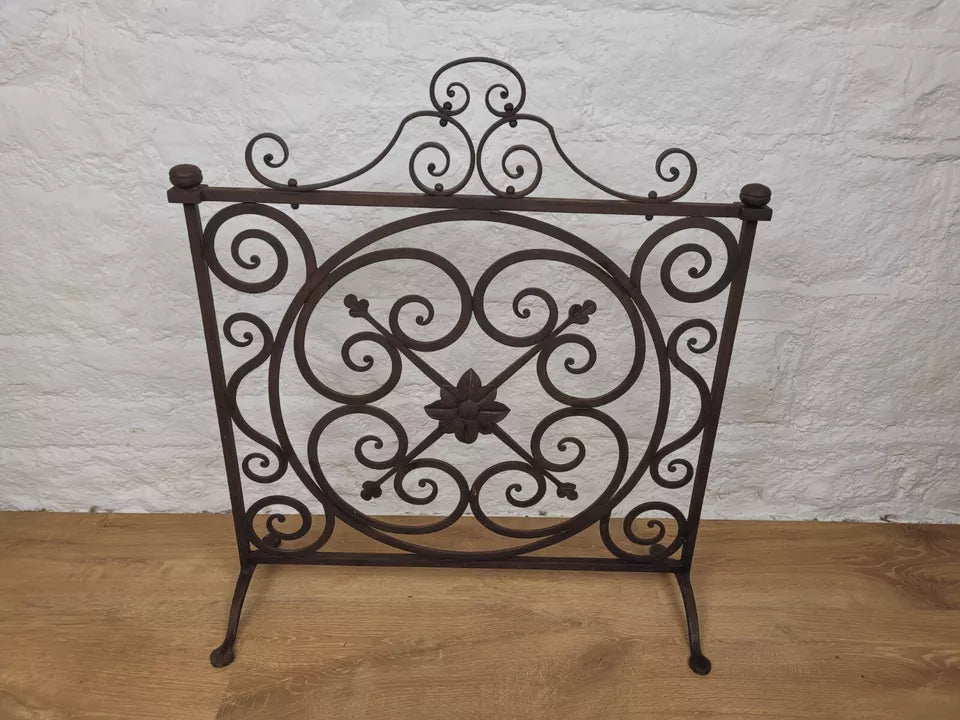 Victorian Fire Screen Fireguard Wrought Iron Floral 19th Century Postage Available