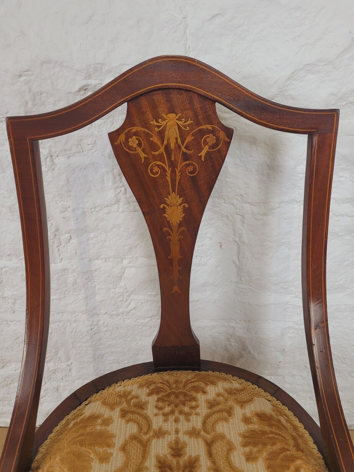 Edwardian Inlaid Dining Chair Floral Upholstered Postage Available