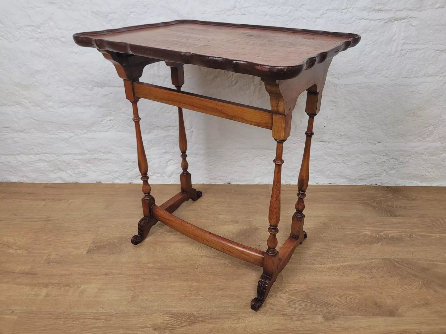 Victorian Side Table Scalloped Edge Carved Foliage Mahogany Postage Available