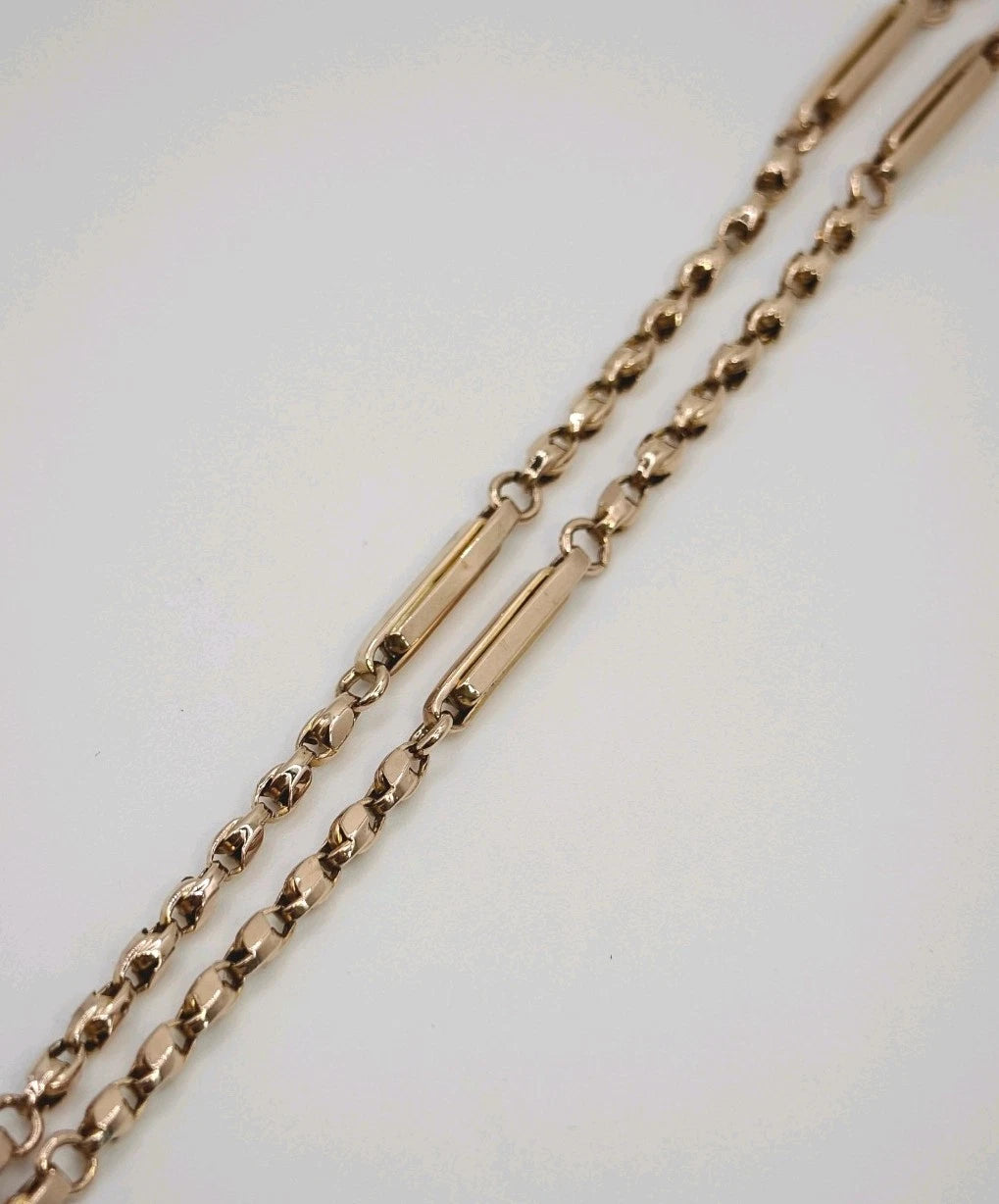 9ct Gold Albert Necklace T-Bar Victorian Charles Daniel Broughton 16.5" Postage