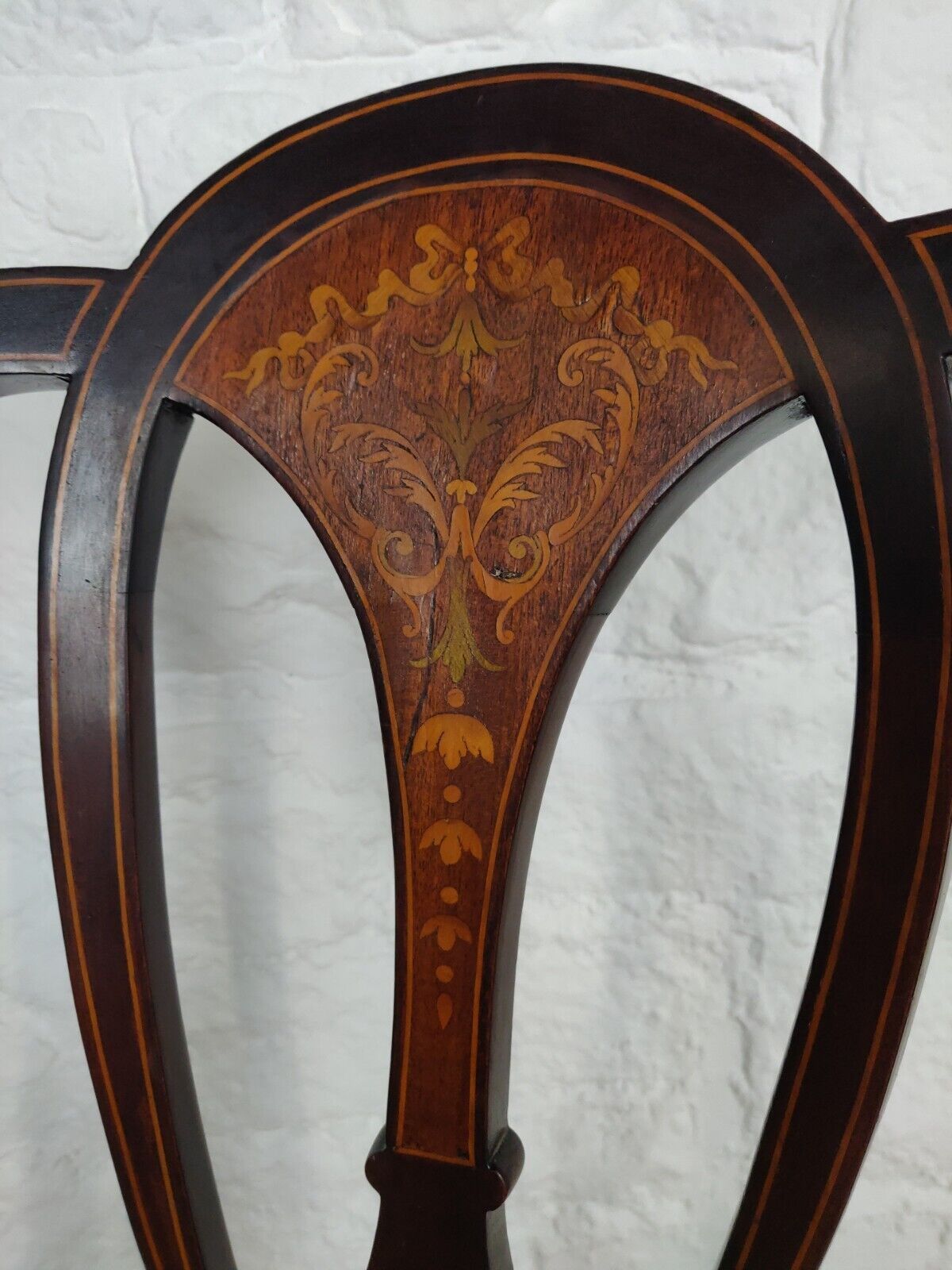 Edwardian Inlaid Dining Chair Queen Anne Legged Upholstered Postage Available