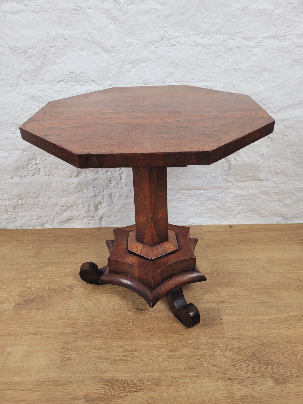 Pedestal Table Octagonal Rosewood Scroll Feet 19th Century Postage Available