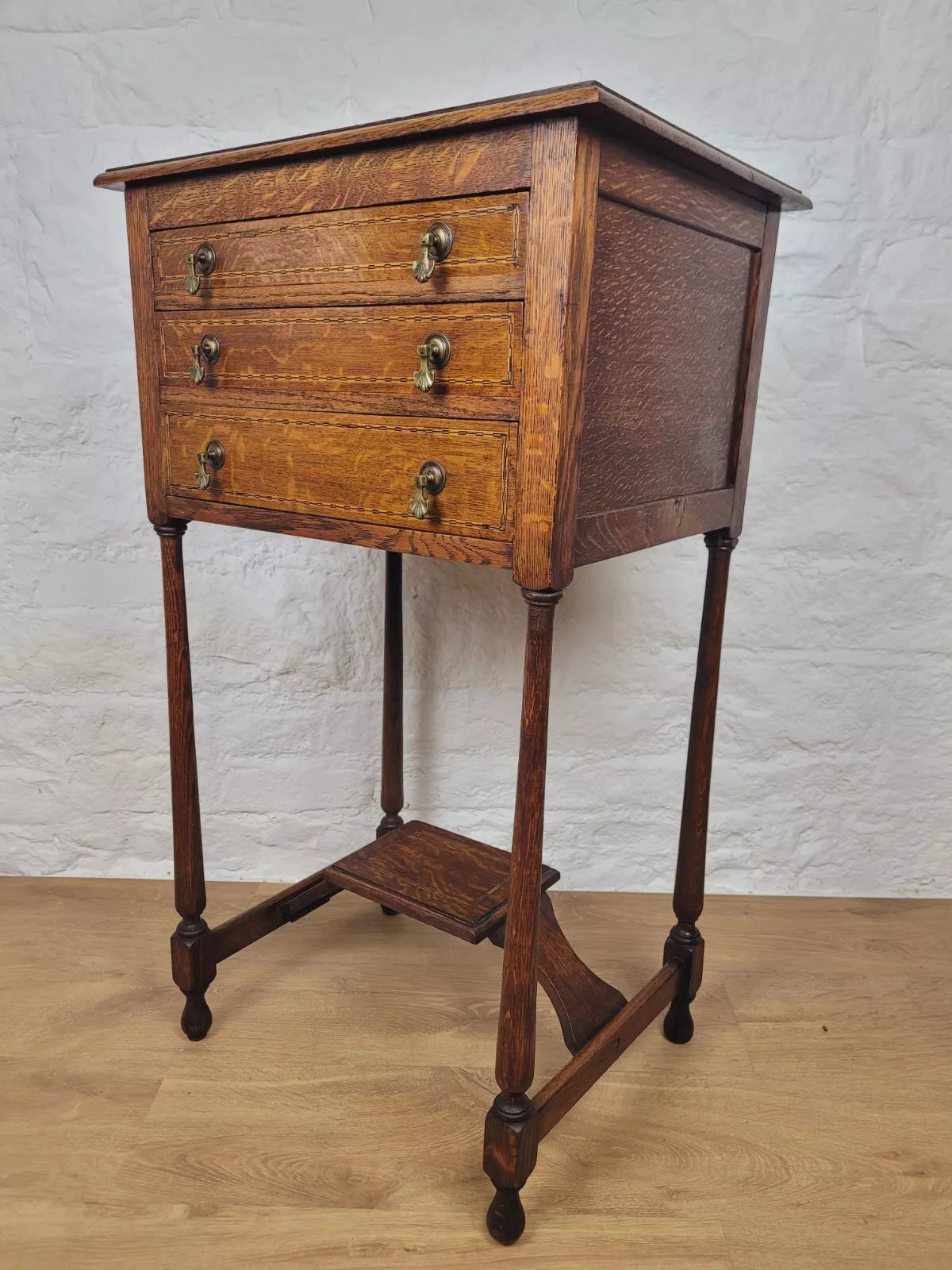 Edwardian Collectors Cabinet Inlaid Oak Graduating Drawers Delivery Available