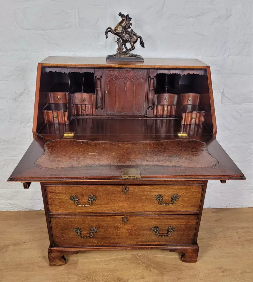 Vintage Writing Bureau Desk Hidden Storage Brass Handles Delivery Available