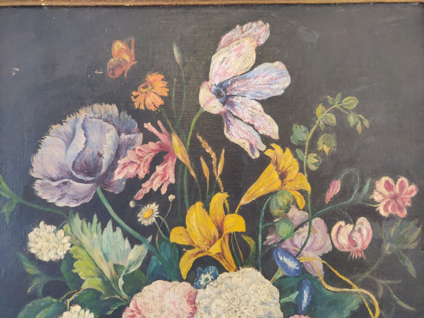 Still Life Oil Painting Bouquet Of Flowers AR 1936 Victorian Postage Available