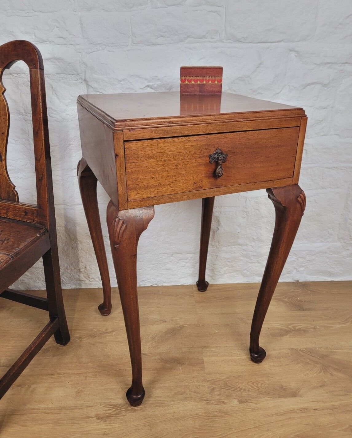 Carved Shell Side Table Victorian Queen Anne Mahogany Drawer Delivery Available