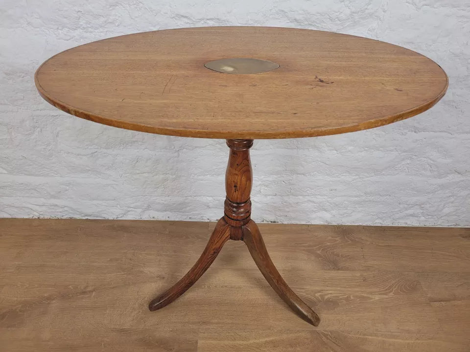 Tripod Tilt Top Table Oval Brass Inset 19th Century Mahogany Postage Available