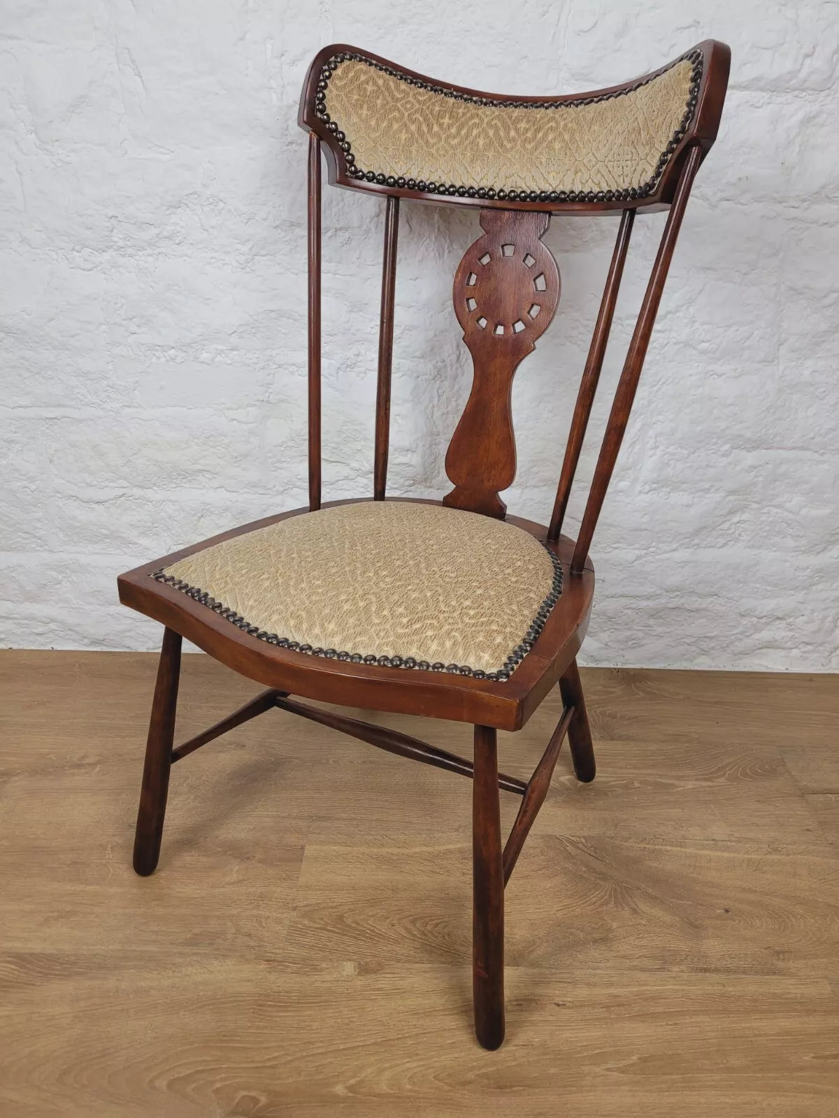 Vintage Bedroom Chair Pierced Back Upholstered Country Postage Available