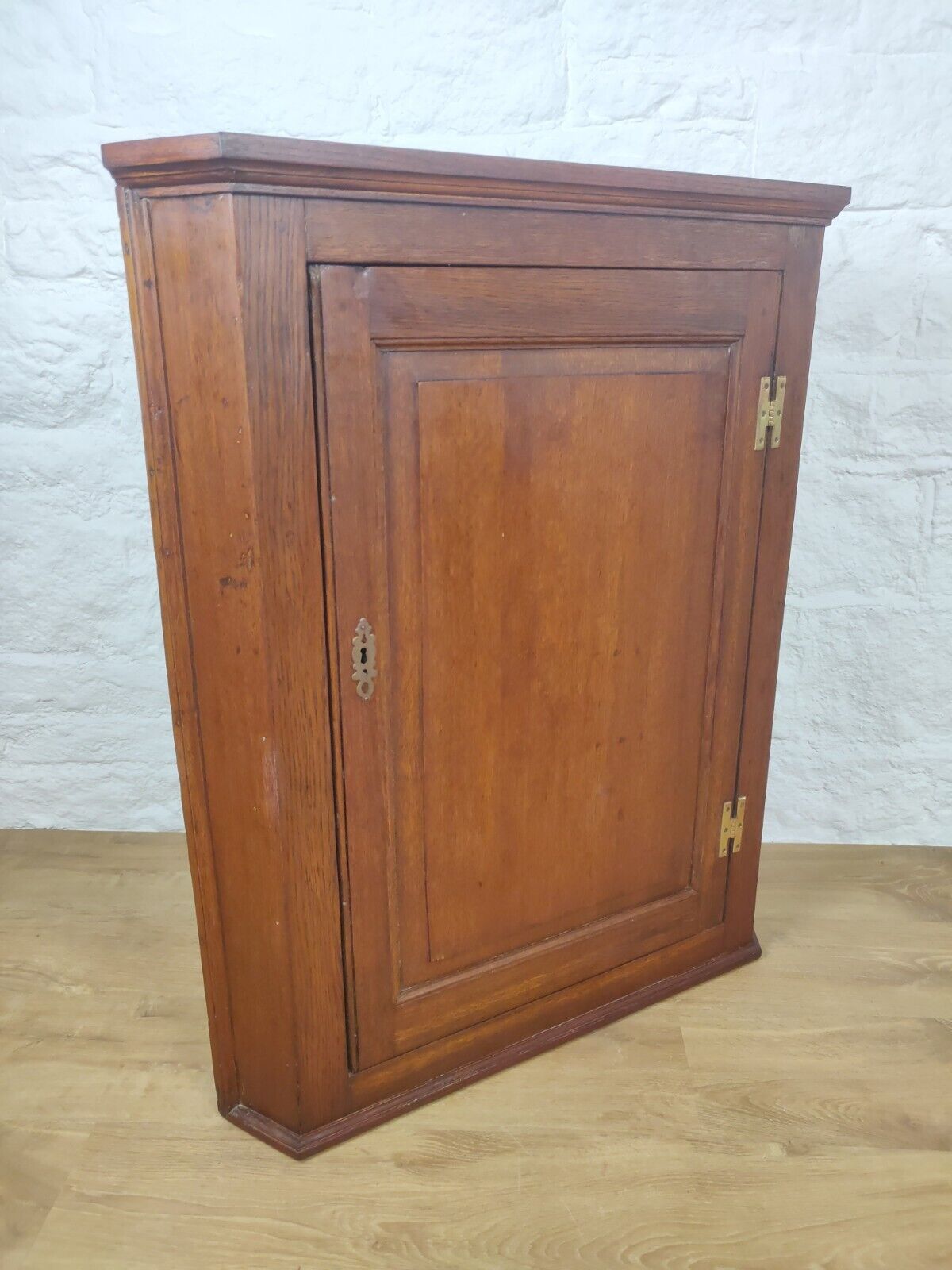 19th Century Corner Cupboard Brass Hinged Panelled Antique Delivery Available