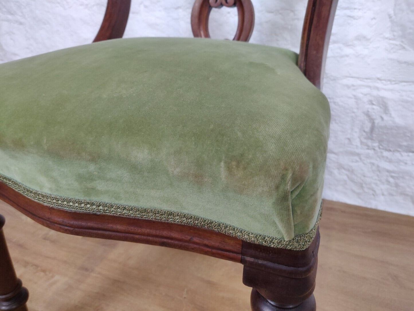 Balloon Back Dining Chair Castors Antique Mahogany Green Postage Available