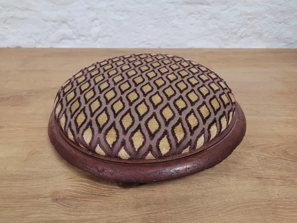 Victorian Footstool Stool Pouffe Mahogany Upholstered Postage Available