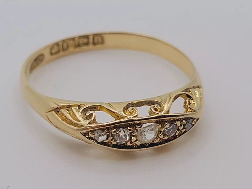 Gold Five Diamond Ring 18ct Edwardian Postage Available