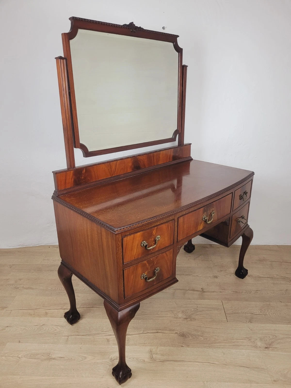 Vintage Dresser Vanity Bow Front Ball and Claw Footed 1960s Delivery Available