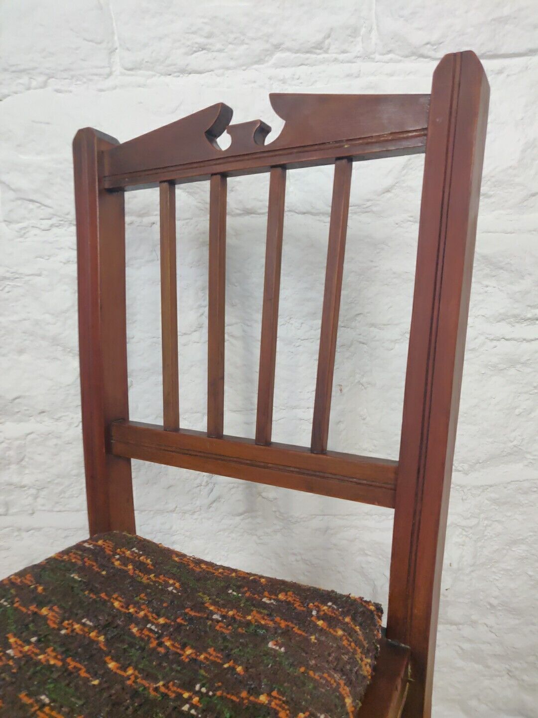 Side Bedroom Chair Mahogany Turned Carved Upholstered Antique Postage Available