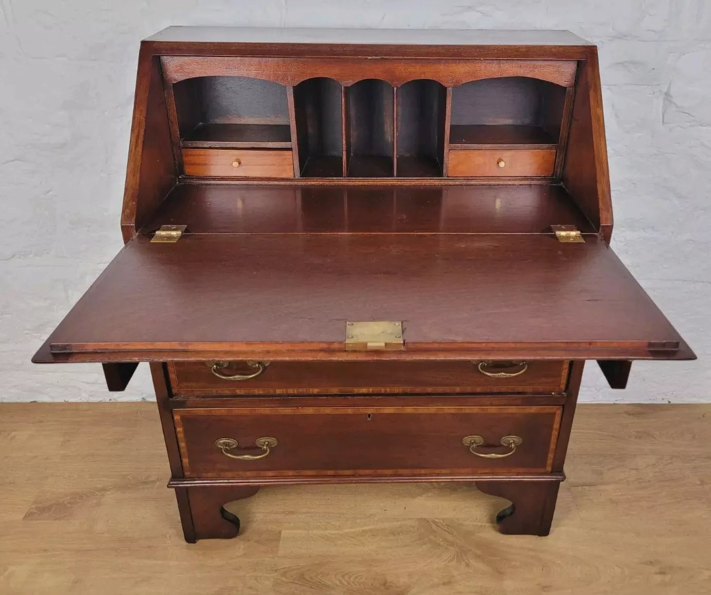 Edwardian Writing Bureau Shell Motif Satinwood Crossbanded Delivery Available